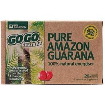 Rio Amazon Organic Energy Boost GoGo Guarana Vegicaps, 20 Count x 500mg (Total 4000mg)