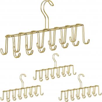 Modern Metal Tie and Belt Rack – 4‑Unit Relaxdays Gold