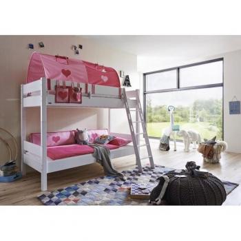 Etagenbett RELITA Stefan – Rosa & Pink Kombination, 2‑er Tunnel, Textil-Set