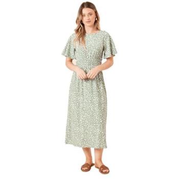 Dorothy Perkins Green Leopard Shirred Waist Short Sleeve Jersey Midi Dress – Women’s Collection