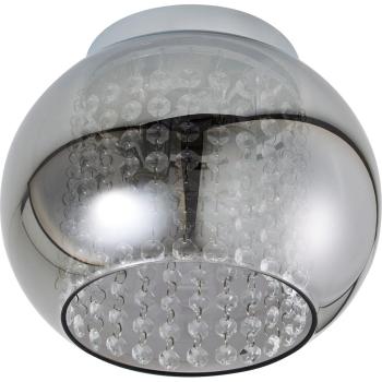 Litecraft Seren Bathroom Flush Lamp with Smoke‑Tinted Shade – Chrome