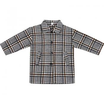 Boys' Woolen Outwear with Plaid Design