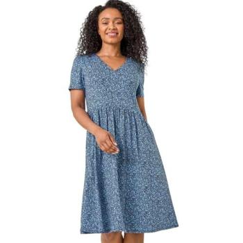 Women's Petite Navy Pocket Dress – Ditsy Floral Pattern Size 8