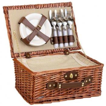 Cesta de Picnic Alexandra House Living Marrón Mimbre 4 Servicios