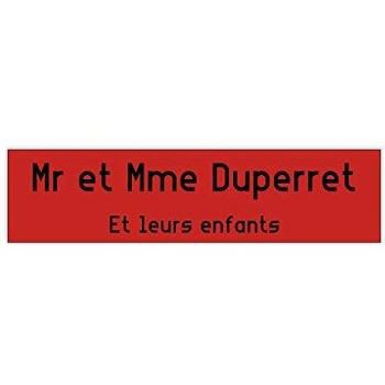 Plaque boîte aux lettres rouge 2 lignes lettres noires