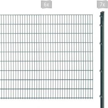 Exclusive 183 Doppelstabmattenzaun von Arvotec – grau Anthrazit, 183 cm hoch, Beton‑Set