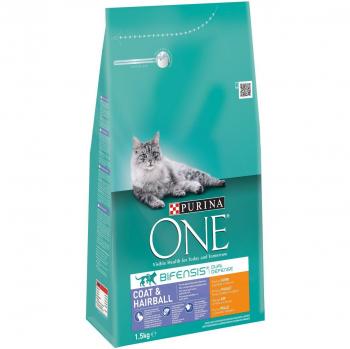 Purina One Croquettes Coat & Hairball au Poulet 1,5 kg