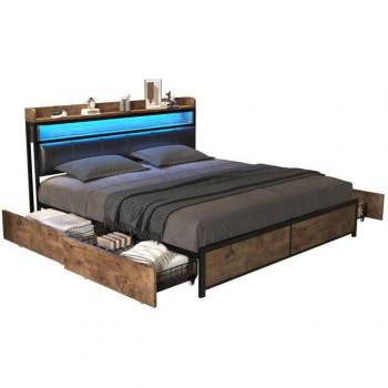 Cama de Madera Hidráulica 160x200cm en Color Gris