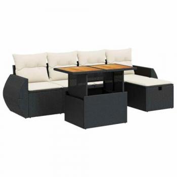 Set de muebles de jardín 6 pzas ratán sintético negro