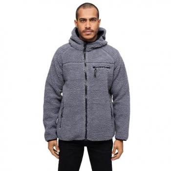 Brandit Teddyfleece Worker Giacca Uomo, in Pile Teddy, Nero e Grigio, Taglia 2XL