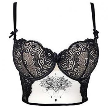 Axami Sinnliches Tüll‑Bustier in Schwarz & Beige, gepolsterte Seitenbefestigung