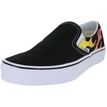 Vans Flame Black Low Slip-On Sneakers, Men's, Black, Size 11 UK
