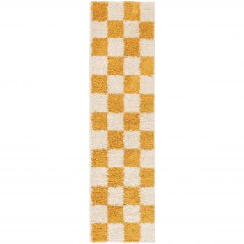 Tapis Moderne Chessie 80x300 Jaune/Blanc