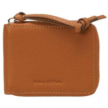 Marc O'Polo Zipper-Geldbörse aus hochwertigem Rindsleder in Camel