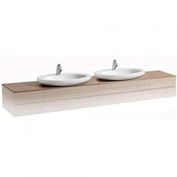 LAUFEN Alessi One Küchenplatte 2400x12x500mm, 2 Ausschnitte mittig, weiß