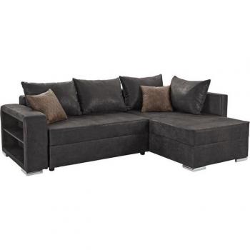 Ecksofa COLLECTION AB John L-Form, schwarz, mit Schlaffunktion und Stauraum