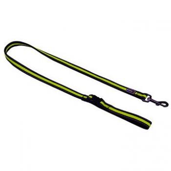 Correa para perros de nylon acolchada reflectante Soft Sport amarilla 1.5cm x 120cm con agarre y mosquetón de plástico