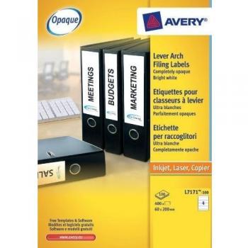 Lever‑Arch File Label Sheet – White, 100 Labels (Avery L7171‑100)