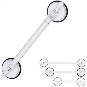 Relaxdays – Sauggriff mit ausziehbarem Haltegriff, 57‑69 cm Länge, 70 kg Tragkraft, seniorenfreundlich, Wandbefestigung, weiß
