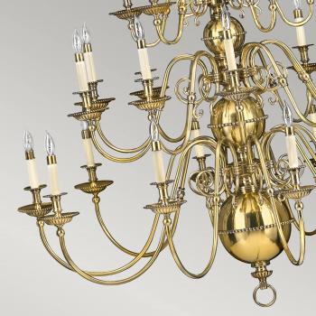 Hinkley 25 Bulb Burnished Brass Chandelier with Cambridge Shade Design
