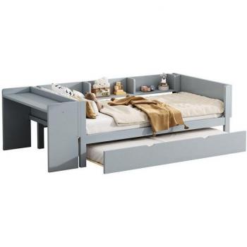 Cooyes Lit Tiroirs 140x200 cm Tête de Lit Ajustable
