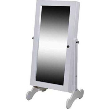 BrillArt Armadietto Bianco per Gioielli – Anta con Luce a LED e Specchio