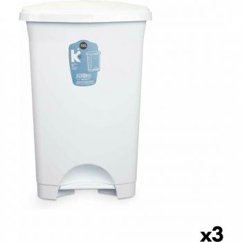 Poubelle en plastique blanc à pédale 50 L (3 unités)