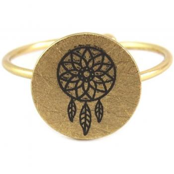 Bague doré Boho con atrapa sueños 11x11 mm