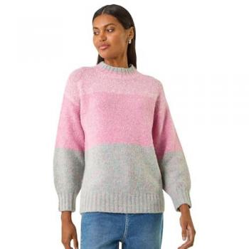 Pull tricoté rose avec motifs Roman Roman