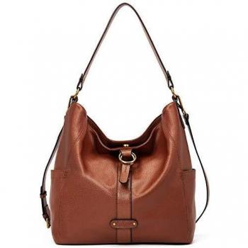 Hobo bag CLUCI cuir marron grand format
