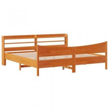 Estructura cama con cabecero madera pino marrón cera 200x200 cm vidaXL542312