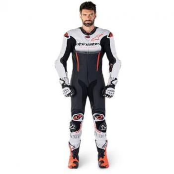 GP‑R7 Alpinestars Leder‑Motorradkombi (Einteil) – Schwarz-Weiß-Rot, Größe 48, Männlich