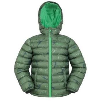 Mountain Warehouse Mädchen‑Jacke Dark Green mit Print, wasserfest und gepolstert