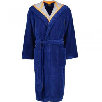 Cawö Bademantel Herren Doubleface Kapuze navy