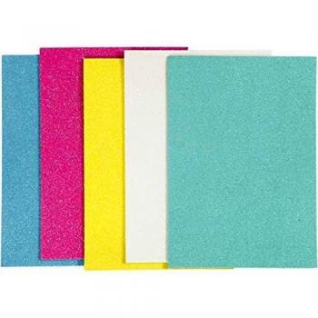 Feuilles de mousse EVA, A5, 148x210 mm, ép. 2 mm, assorties de couleurs, 5 feuilles/1 paquet