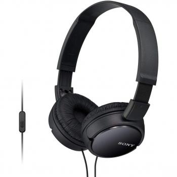 Sony MDR‑ZX110AP Schweißfeste faltbare Kopfhörer mit Mikrofon – Schwarz