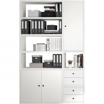 FIF Moebel 3-Door Office Cabinet White Lacquer 140cm