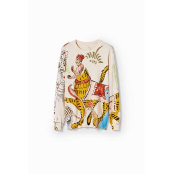 Pull fin Imprimé Inde, couleur White, taille XXL – Desigual – modèle masculin