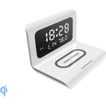 Despertador digital con cargador inalámbrico Qi, temperatura y fecha