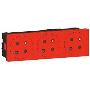 Legrand Triple Prise de Surface 2P+T 6 Modules Rouge