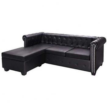 Chesterfield Wohnlandschaft L-Form Schwarz