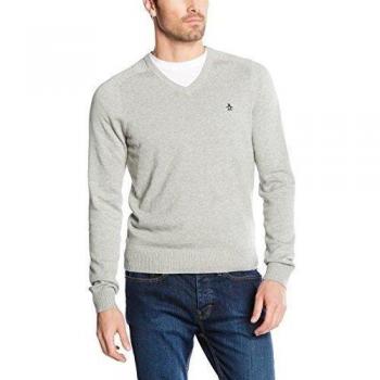 Suéter de hombre Original Penguin Camford V, color gris (heather de lluvia)