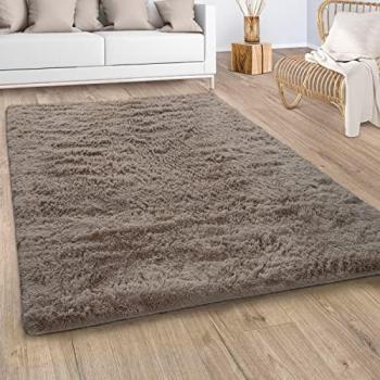 Tapis Doux Poil Long Beige Taupe