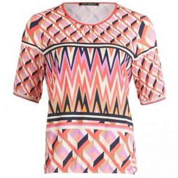 Betty Barclay Damen Kurzarm Printshirt mit Schlitz und elastischem Bund