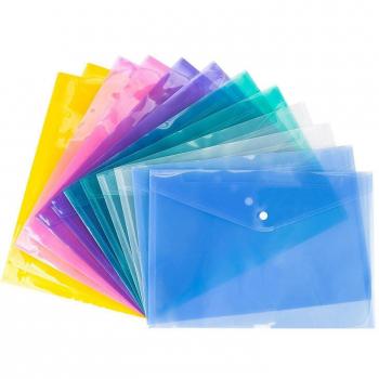 Carpeta de plástico con hebilla popper 12 piezas A4