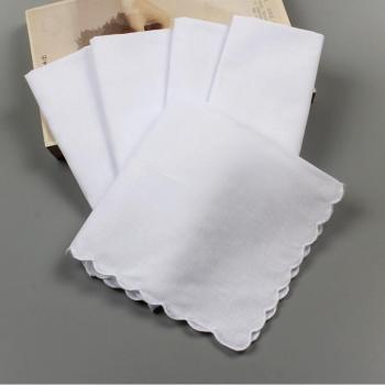 12 Pieces White Lace Wedding Handkerchiefs with Scalloped Edge