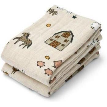 Liewood Lewis Spucktuch Bio Baumwolle 2‑Pack – 65 × 65 cm (Farm/Sandy)