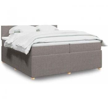 Almohada Nocturna TORANA 200x200 cm, Box Spring con Tela Gris Taupe