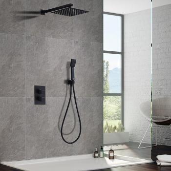 Columna Ducha Empotrada Termostática sin Grifo Cíes Negro