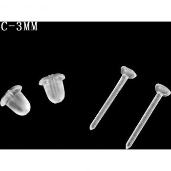 100 Pairs Plastic Ear Pins with Rubber Backs